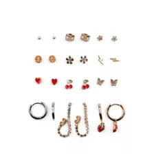 Multi-Pack Summer Fruits Stud and Hoop Earrings - 12 Pair at Spencer's