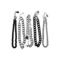 Multi-Pack Black and Silvertone Curb Chain Bracelets - 5 Pack at Spencer's