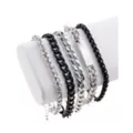 Multi-Pack Black and Silvertone Curb Chain Bracelets - 5 Pack at Spencer's