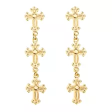 Gold Cross Dangle Earrings at Spencer's