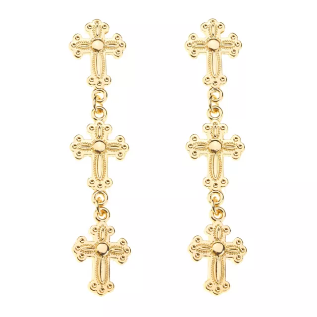 Gold Cross Dangle Earrings at Spencer's