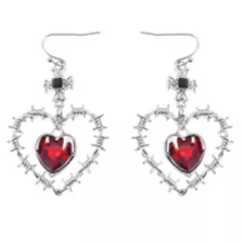 Barbed Wire Heart and Cross Dangle Earrings at Spencer's