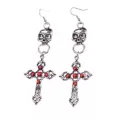 Red Skull and Cross Dangle Earrings at Spencer's