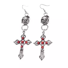 Red Skull and Cross Dangle Earrings at Spencer's