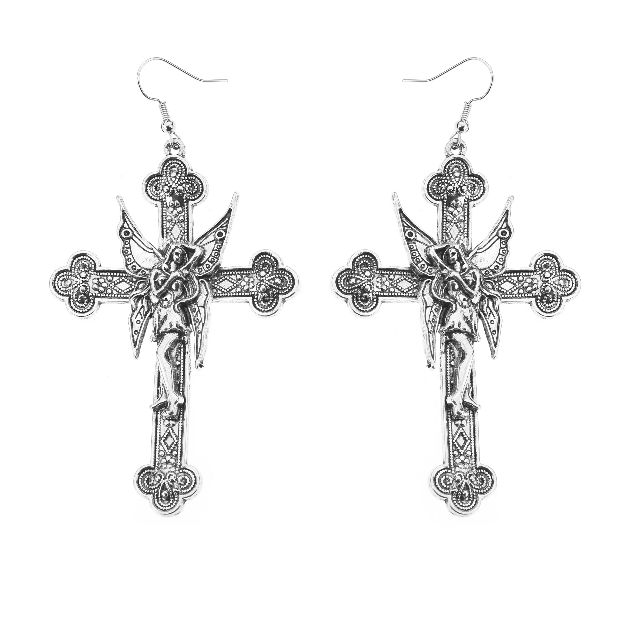 Fairy Crucifix Dangle Earrings