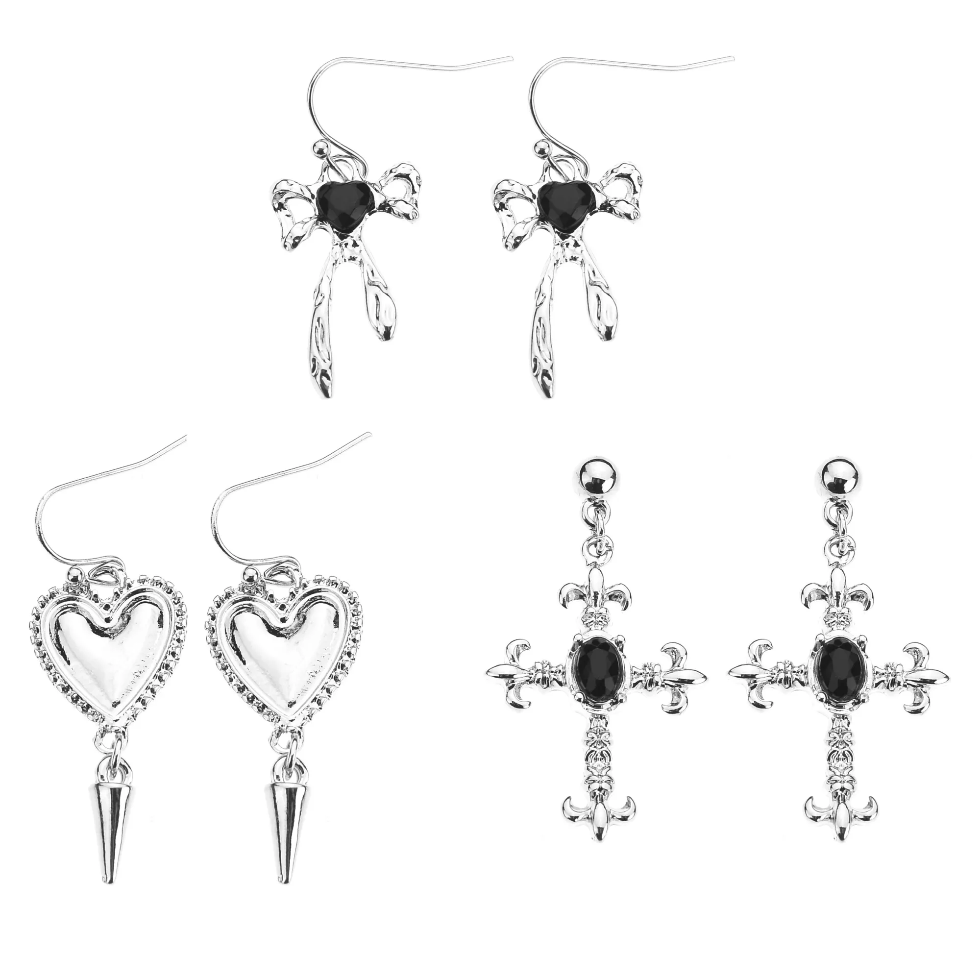 Multi-Pack Dark Coquette Earrings - 3 Pair at Spencer's