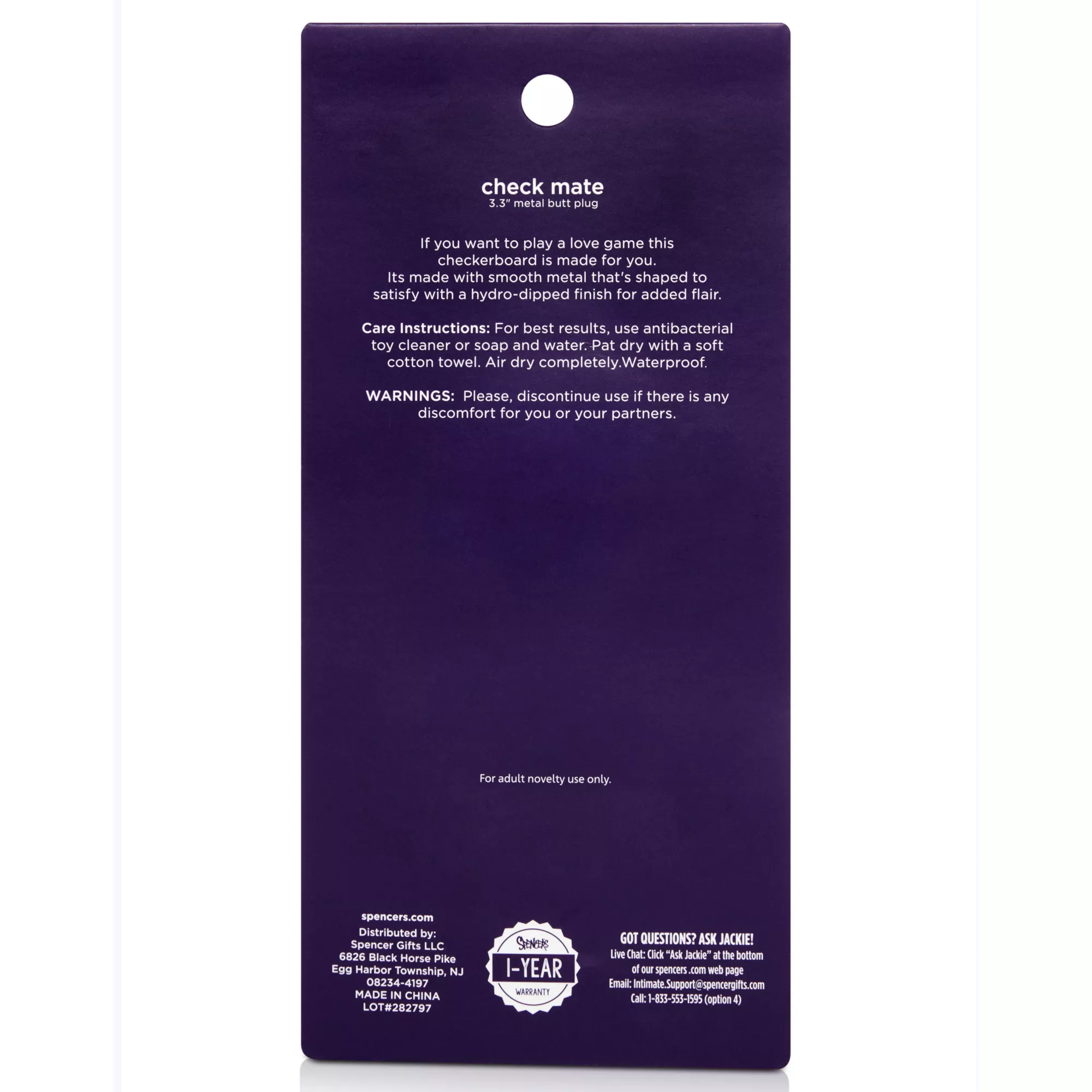 Check Mate Metal Butt Plug - Hott Love at Spencer's