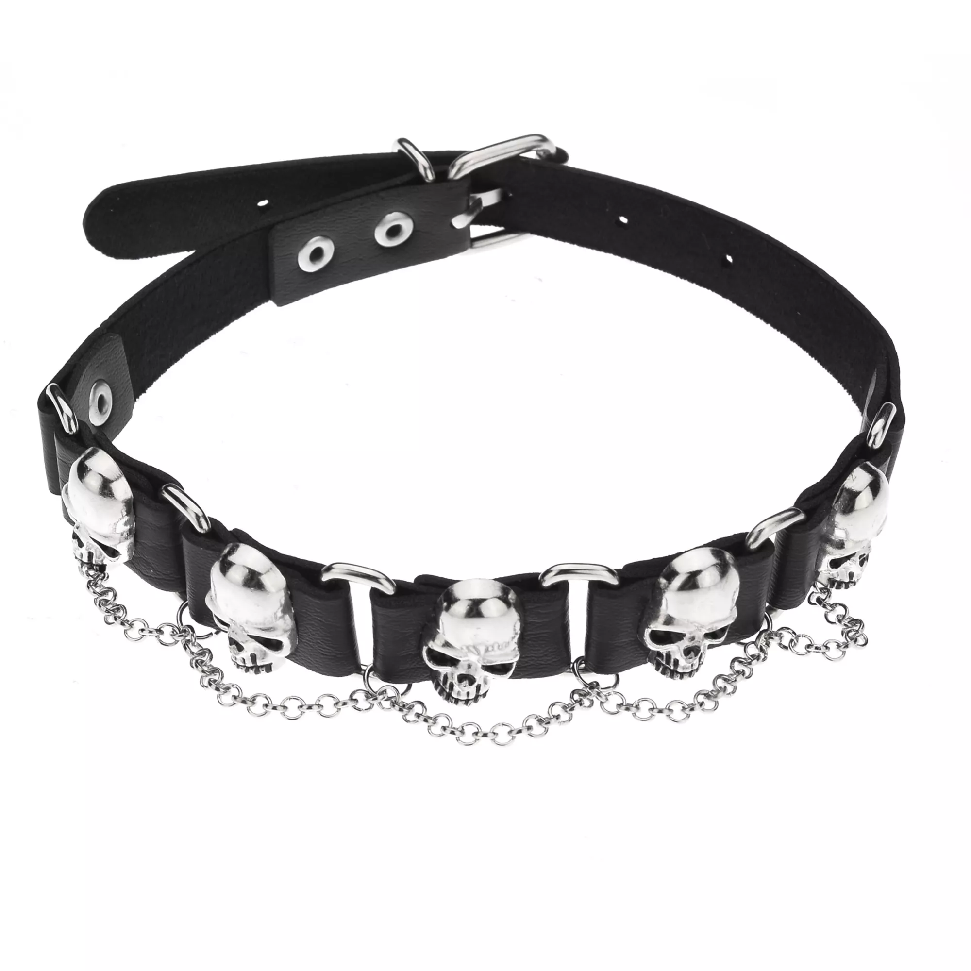 Studded Skull Chain Choker Necklace at Spencer's