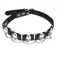Studded Skull Chain Choker Necklace at Spencer's