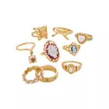 Goldtone Butterfly Bow Assorted Rings - 9 Pack at Spencer's