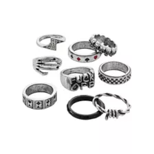 Multi-Pack Gothic Playing Card Statement Rings - 9 Pack at Spencer's