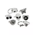 Multi-Pack Silvertone Statement Rings - 7 Pack at Spencer's