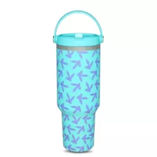 Blue and Purple Playboy Bunny Print Tumbler with Straw - 40 oz. at Spencer's