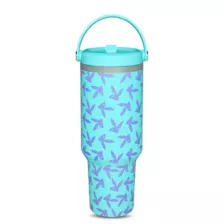 Blue and Purple Playboy Bunny Print Tumbler with Straw - 40 oz. at Spencer's