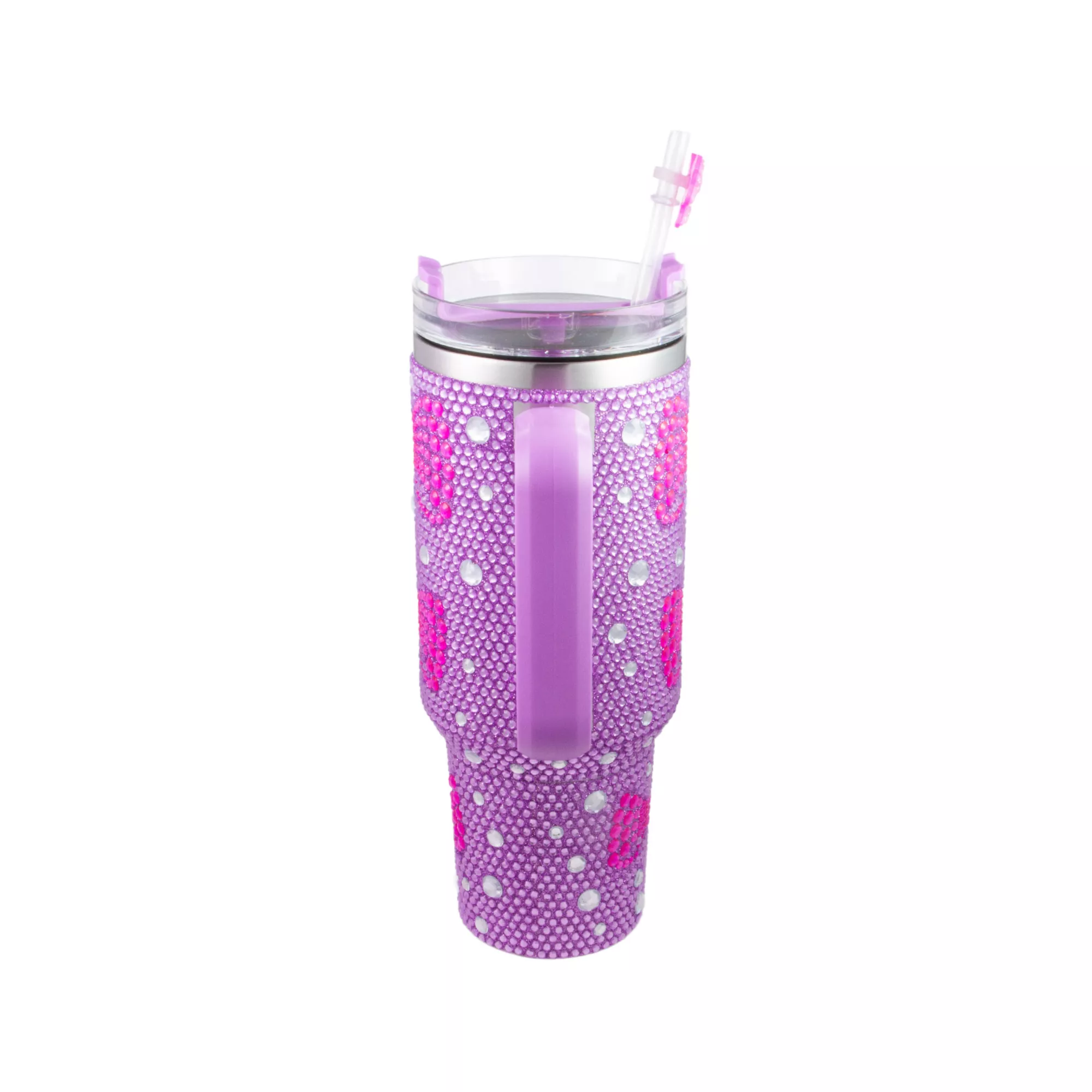 Purple and Pink Bedazzled Bow Tumbler with Straw - 40 oz. at Spencer's
