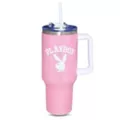 Pink and White Playboy Rhinestone Travel Tumbler with Straw - 40 oz. at Spencer's