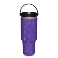 Purple Rhinestone Top Handle Travel Tumbler - 40 oz. at Spencer's