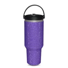 Purple Rhinestone Top Handle Travel Tumbler - 40 oz. at Spencer's