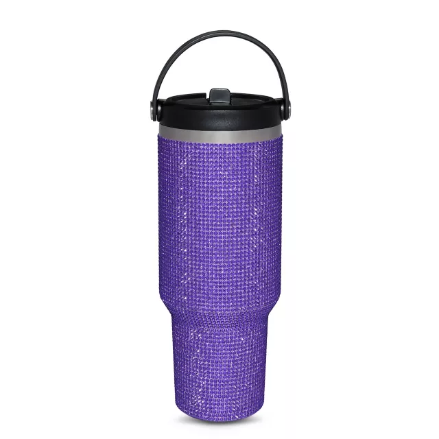 Purple Rhinestone Top Handle Travel Tumbler - 40 oz. at Spencer's