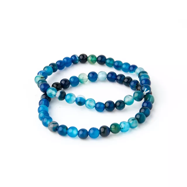 Multi-Pack Blue Agate Bead Bracelets - 2 Pack at Spencer's