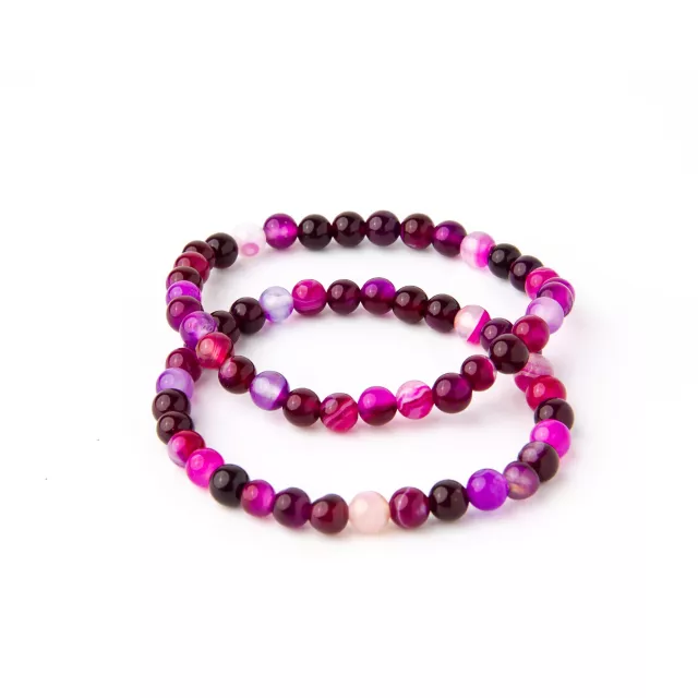 Multi-Pack Pink Agate Bead Bracelets - 2 Pack at Spencer's