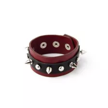 Maroon Leather Spiked Cuff Bracelet at Spencer's