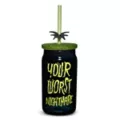 Your Worst Nightmare Rhinestone Glass with Straw 15 oz. - The Nightmare Before Christmas at Spencer's