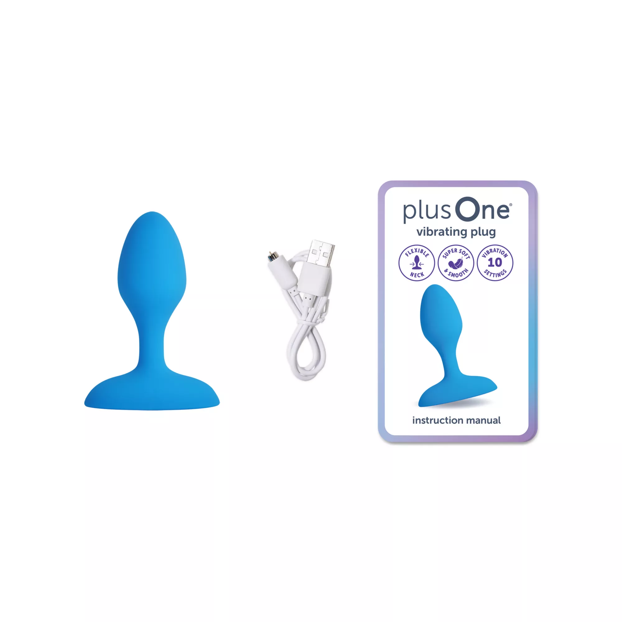plusOne Vibrating Plug Blue at Spencer's