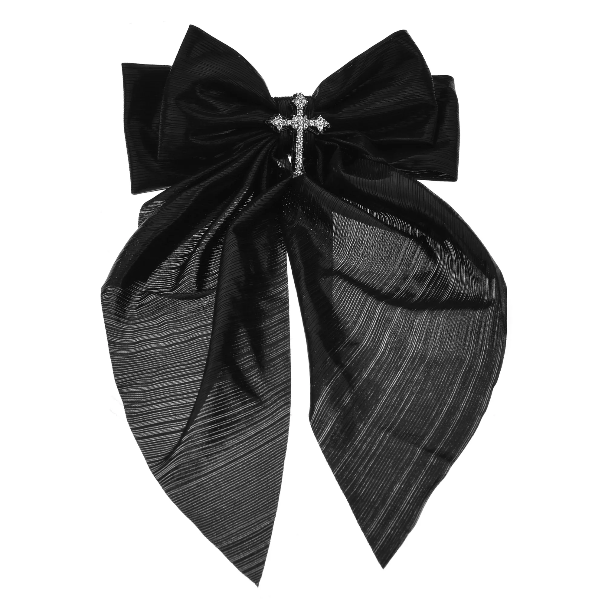 Black Cross Hair Bow at Spencer's