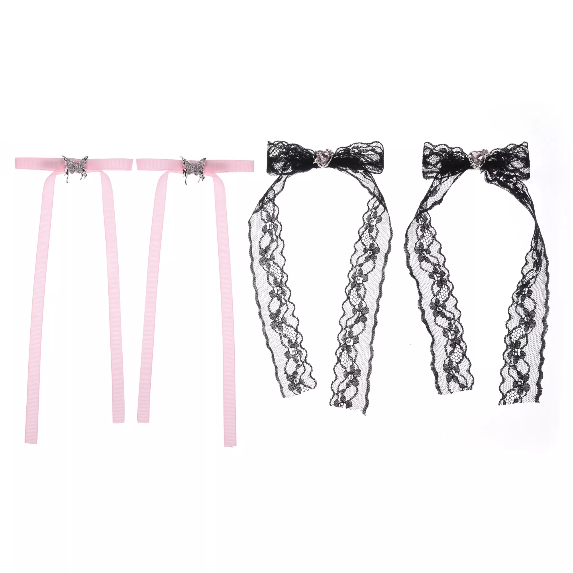 Multi-Pack Pink and Black Hair Bows - 4 Pack at Spencer's
