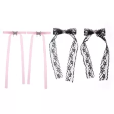 Multi-Pack Pink and Black Hair Bows - 4 Pack at Spencer's