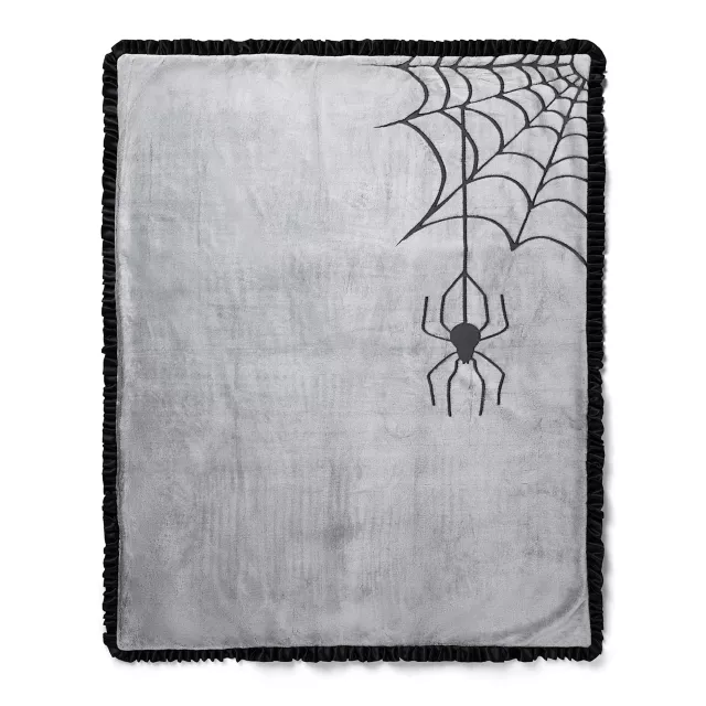 Spider Web Reversible Ruffle Fleece Blanket at Spencer's