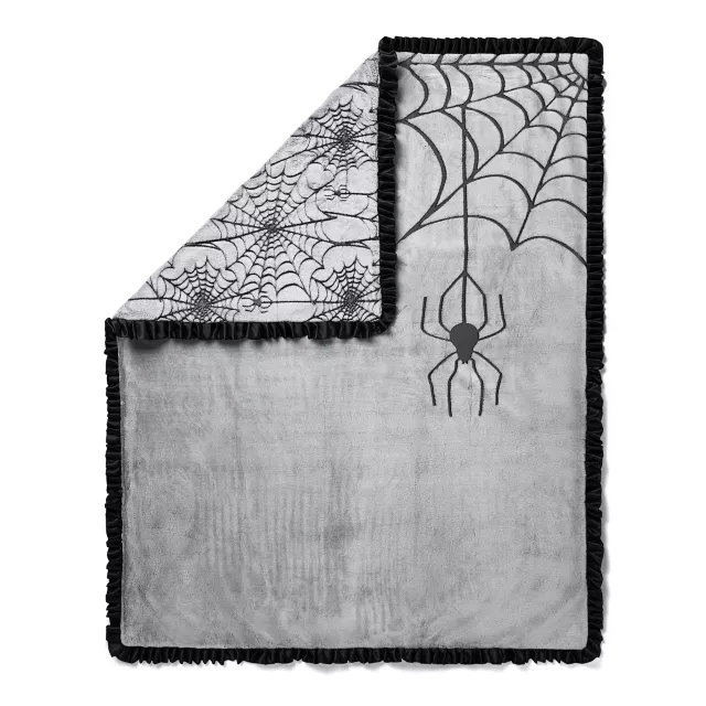 Spider Web Reversible Ruffle Fleece Blanket at Spencer's