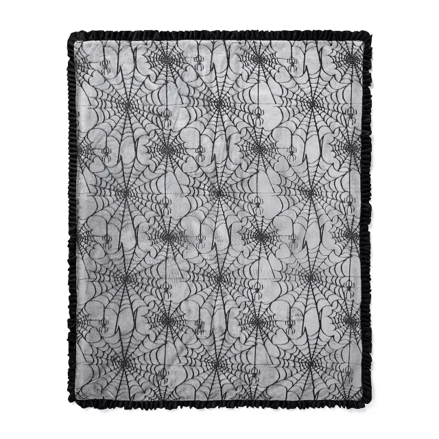 Spider Web Reversible Ruffle Fleece Blanket at Spencer's