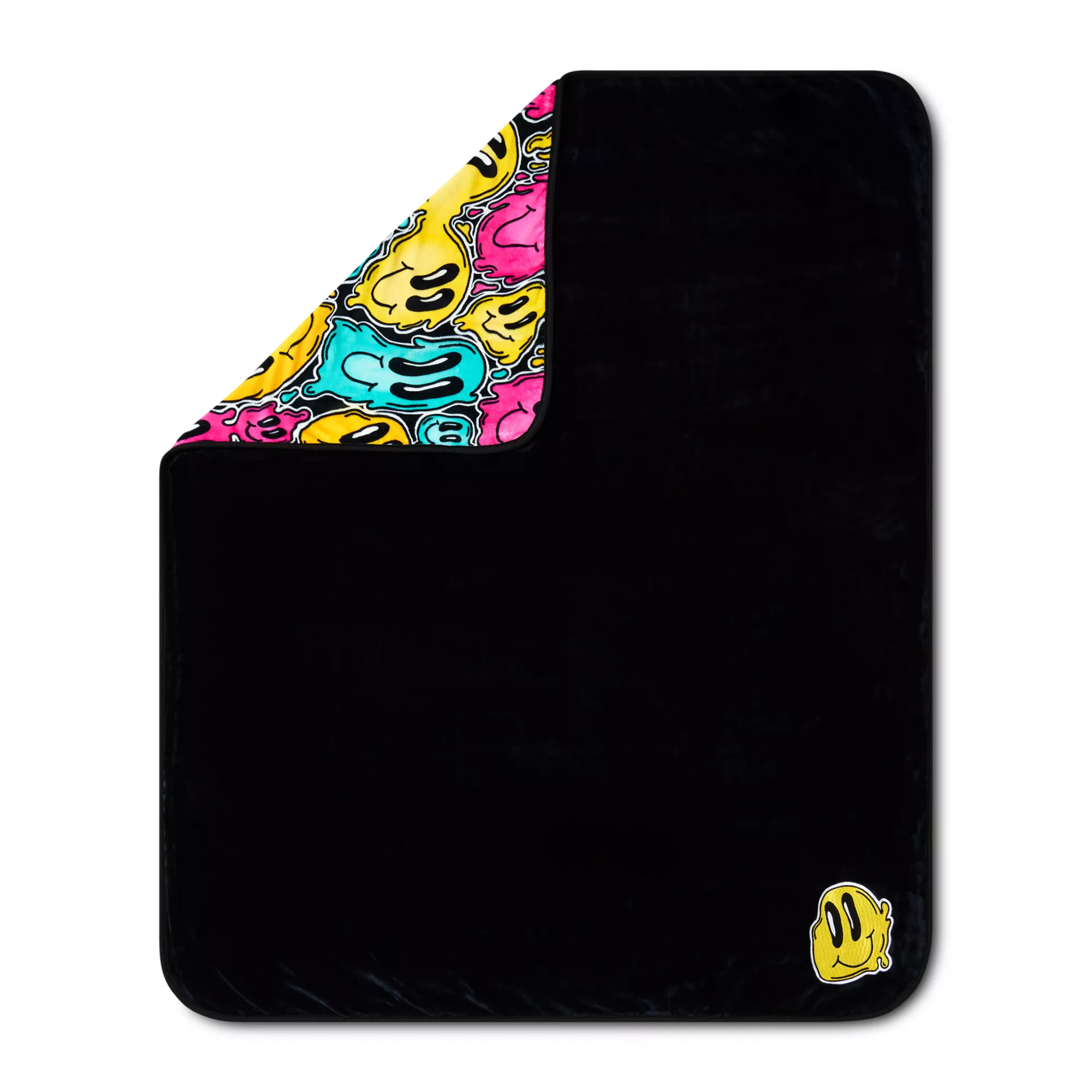 Trippy Smiley Face Reversible Fleece Blanket at Spencer's