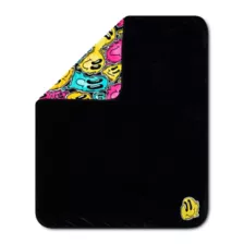 Trippy Smiley Face Reversible Fleece Blanket at Spencer's