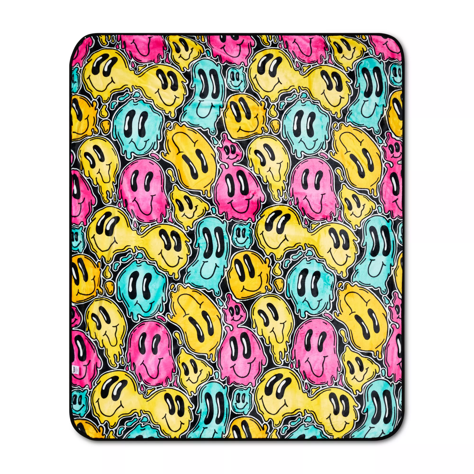 Trippy Smiley Face Reversible Fleece Blanket at Spencer's