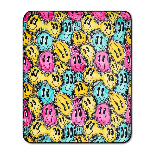 Trippy Smiley Face Reversible Fleece Blanket at Spencer's