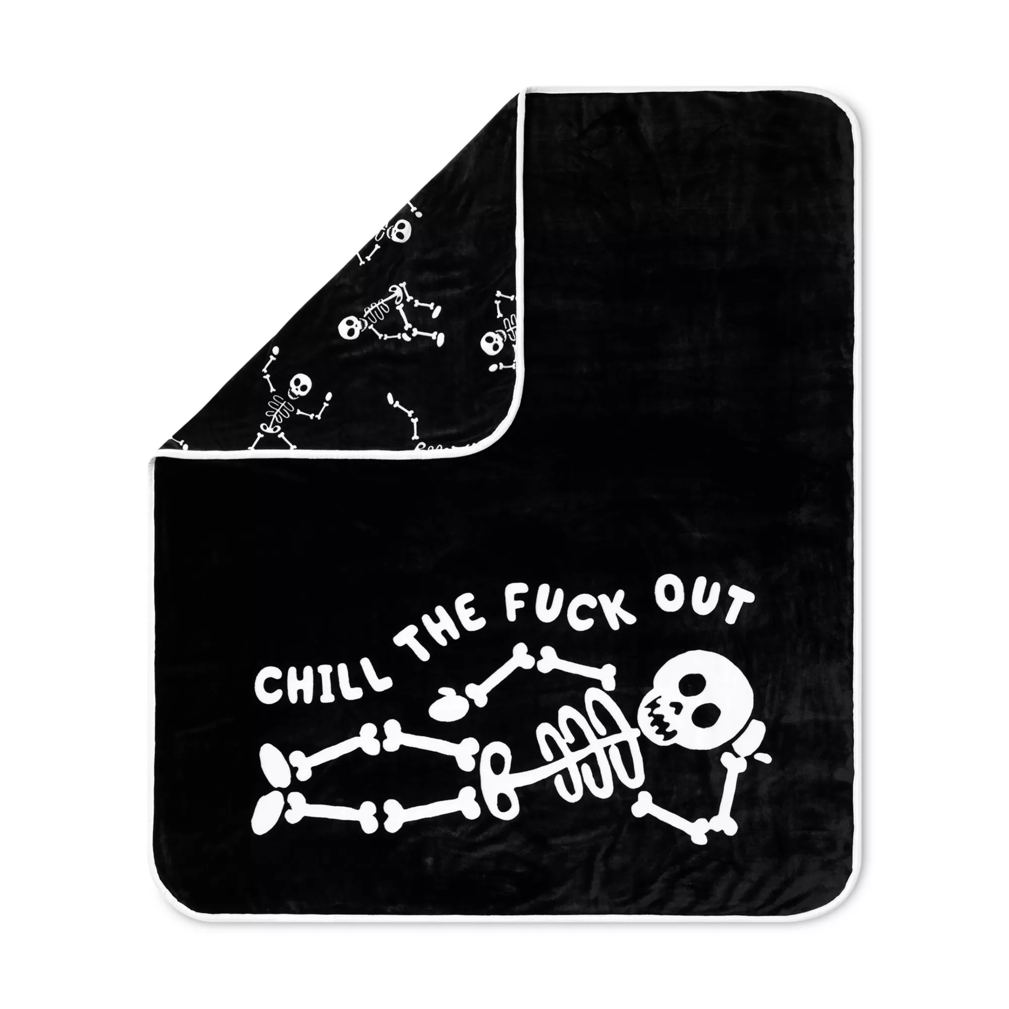 Chill Skeleton Reversible Fleece Blanket at Spencer's