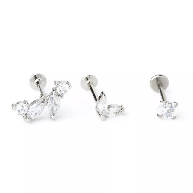 Multi-Pack CZ Marquis Cut Cartilage Earrings 3 Pack - 18 Gauge at Spencer's