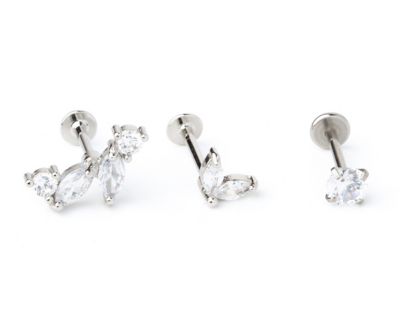 Multi-Pack CZ Marquis Cut Cartilage Earrings 3 Pack - 18 Gauge