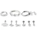 Multi-Pack CZ Moon and Weed Leaf Cartilage Earrings 9 Pack - 18 Gauge at Spencer's