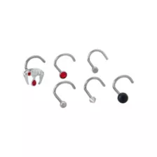 Multi-Pack CZ Fangs Titanium Screw Nose Rings 6 Pack - 20 Gauge at Spencer's