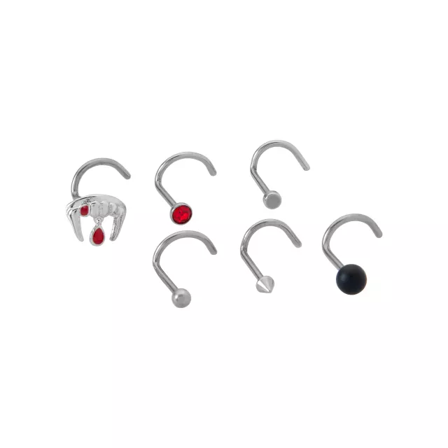 Multi-Pack CZ Fangs Titanium Screw Nose Rings 6 Pack - 20 Gauge at Spencer's