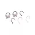 Multi-Pack CZ Pink Butterfly Titanium Screw Nose Rings 6 Pack - 20 Gauge at Spencer's