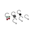 Multi-Pack Cherry Dice Titanium Screw Nose Rings 6 Pack - 20 Gauge at Spencer's