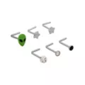 Multi-Pack CZ Alien and Star L-Bend Nose Rings 6 Pack - 20 Gauge at Spencer's