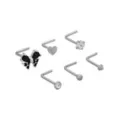 Multi-Pack CZ Black Butterfly and Heart L-Bend Nose Rings 6 Pack - 20 Gauge at Spencer's