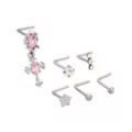 Multi-Pack CZ Star and Dangle Cross L-Bend Nose Rings 6 Pack - 20 Gauge at Spencer's