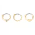 Multi-Pack Goldtone CZ Heart Hinged Septum Rings 3 Pack - 16 Gauge at Spencer's